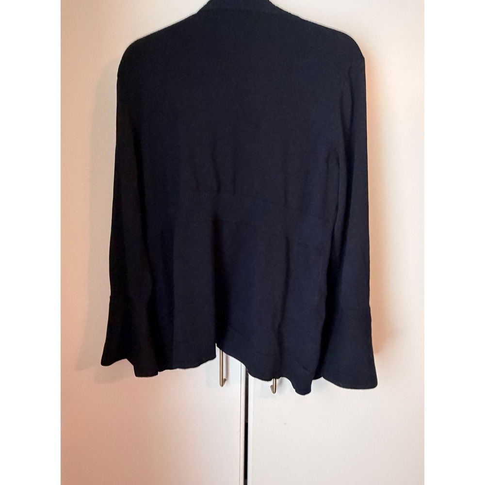 Rafaella Black Open Front Grommet Bell Sleeve Cardigan Sweater XL - Picture 2 of 8